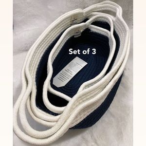Set of 3 Exquisite Natural Cotton Rope Soft Storage Bins Boxes